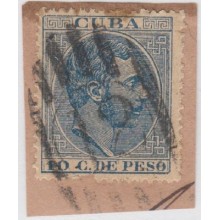 1884-46. CUBA 1884. 10c. WITH POSTAL MARK AMERICAN SHIP "3"