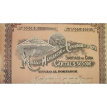 *SG60 CUBA BONO "MINAS DE MANGANESO DE CAMARONCITO"" 1916 100$ MINING BON"