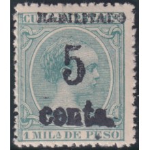 1899-651 CUBA USA OCCUPATION 1899 PUERTO PRINCIPE. 5ª ISSUE. 5c s. 1ml. SMALL NUMBER. FORGUERY.
