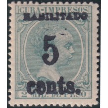 1899-654 CUBA USA OCCUPATION 1899 PUERTO PRINCIPE. 5ª ISSUE. 5c s. 2ml. SMALL NUMBER. FORGUERY.