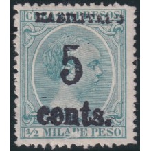 1899-650 CUBA USA OCCUPATION 1899 PUERTO PRINCIPE. 3ª ISSUE. 5c s. 1/2 ml. FORGUERY.