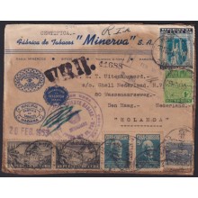 1953-H-38 CUBA 1953 RARE FRONT PACKET TOBACCO DECLARATION TO NEDERLAND.
