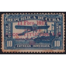 1917-432 CUBA REPUBLICA 1917 10c REVOLUCION DE LA CHAMBELONA. LIGERO ADELGAMIENTO AL CENTRO. SIN GARANTIA.