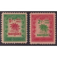 1951-453 CUBA REPUBLICA 1951 CHRISTMAS NAVIDAD PASCUA FLOWER FLORES ORIGINAL GUM.