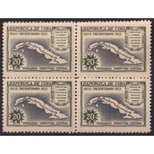 1952-522 CUBA REPUBLICA 1951 20c MNH 50 ANIV OF REPUBLIC  ORIGINAL GUM.