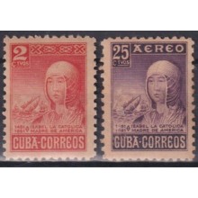 1952-525 CUBA REPUBLICA 1952 QUEEN OF SPAIN ISABEL LA CATOLICA ORIGINAL GUM.