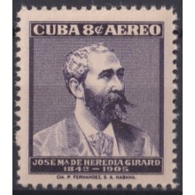 1957-499 CUBA REPUBLICA 1957 JOSE MARIA HEREDIA GIRAD FRANCE INDEPENDENCE WAR ORIGINAL GUM.