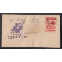 1946-FDC-9 CUBA REPUBLICA. 1946. Ed.388. CRUZ ROJA INTERNACIONAL. RED CROSS. GOMIGRAFO AZUL. RARO