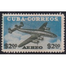 1955-373 CUBA REPUBLICA 1955 2$ NO GUM CONSTELLATION AIRPLANE AVION.