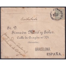 1890-H-12 CUBA SPAIN ALFONSO XIII 1890 10c HAVANA TO BARCELONA.