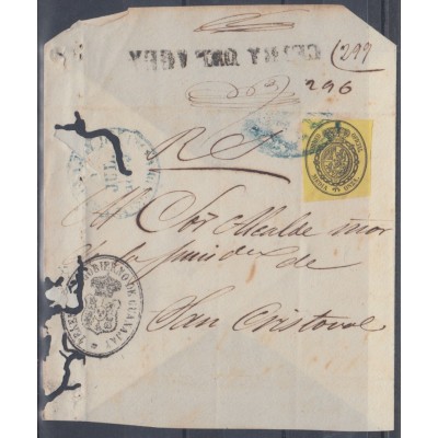 1858-H-76. * CUBA ESPAÑA SPAIN. ISABEL II. PREFILATELIA. 1859. OFFICIAL MAIL. SOBRE 1 ONZA. STAMPLESS CEIBA DEL AGUA.