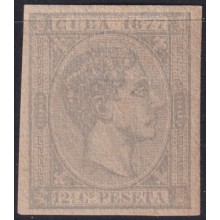 1877-155 CUBA ANTILLES 1877 12 ½ c MH ALFONSO XII IMPERFORATED.