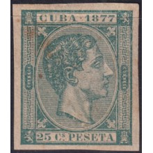 1877-156 CUBA ANTILLES 1877 25c MH ALFONSO XII IMPERFORATED.
