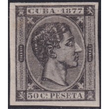 1877-157 CUBA ANTILLES 1877 50c MH ALFONSO XII IMPERFORATED.