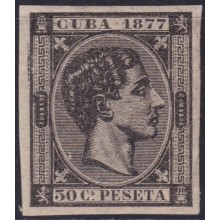 1877-158 CUBA ANTILLES 1877 50c MH ALFONSO XII IMPERFORATED