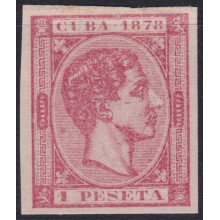 1878-220 CUBA ANTILLES 1878 1 pta. ALFONSO XII IMPERFORATED NO GUM.