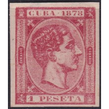 1878-221 CUBA ANTILLES 1878 1 pta. ALFONSO XII IMPERFORATED NO GUM.