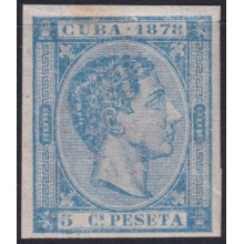 1878-222 CUBA ANTILLES 1878 MH 5c ALFONSO XII IMPERFORATED.