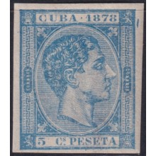 1878-224 CUBA ANTILLES 1878 MH 5c ALFONSO XII IMPERFORATED.
