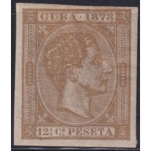 1878-225 CUBA ANTILLES 1878 MH 12 ½ c ALFONSO XII IMPERFORATED.
