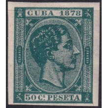 1878-227 CUBA ANTILLES 1878 MH 50 c ALFONSO XII IMPERFORATED.