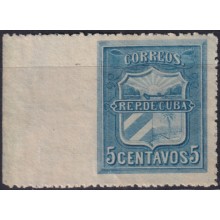 1896-302 CUBA 1896 MAMBI MAIL 5c LEFT IMPERFORATED CORNER ERROR.