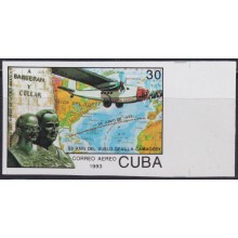 1993.192 CUBA 1993 30c MNH BARBERAN Y COLLAR FLIGHT SEVILLA – CAMAGUEY IMPERFORATED PROOF.