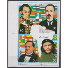 1993.190 CUBA 1993 50c INTEGRACION LATINOAMERICANA CHE GUEVARA MARTI BOLIVAR JUAREZ IMPERFORATED PROOF
