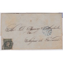 1856-H-23.* CUBA ESPAÑA SPAIN. ISABEL II. 1856. Ed.Ant.4. SOBRE ½ r. MARCA HABANA *** AZUL. 1857.