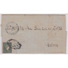 1857-H-108.* CUBA ESPAÑA SPAIN. ISABEL II. 1857. Ed.Ant.7. SOBRE ½ r. MARCA PREFILATELIA STAMPLESS ALQUIZAR NEGRO.