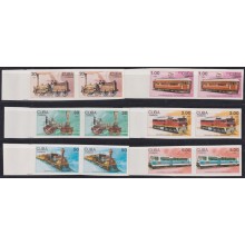 1988.134 CUBA MNH 1988 IMPERFORATED PROOF HISTORY OF RAILROAD RAILWAYS FERROCARRIL PAIR.