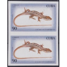 1994.344 CUBA MNH 1994 90c IMPERFORATED PROOF LIZARD LAGARTO GECKO PAIR.