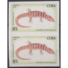 1994.346 CUBA MNH 1994 85c IMPERFORATED PROOF LIZARD LAGARTO GECKO PAIR.