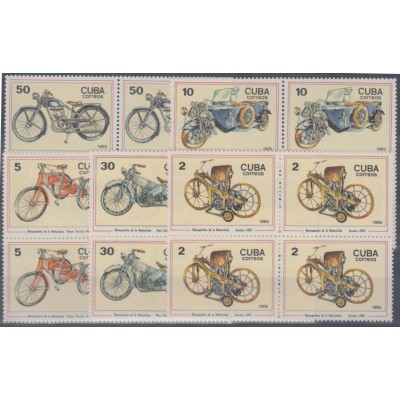 1985.13- * CUBA 1985. MNH. HISTORIA DE LA MOTOCLETA. MOTORCICLE. DAIMLER. BLOCK OF 4. COMPLETE SET.