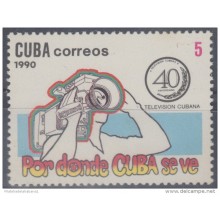 1990.8- * CUBA 1990. MNH. 40 ANIV TVC. TV * CUBANA.