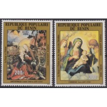 F-EX59173 BENIN 1982 MNH CHRISTMAS NAVIDAD RELIGION ART CORREGGIO GRUNEWALD PAINTING.