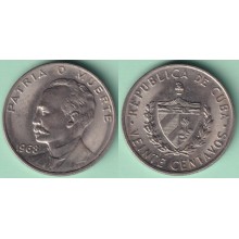 1968-MN-10 CUBA  20c JOSE MARTI 1968 NICKEL XF PLUS.