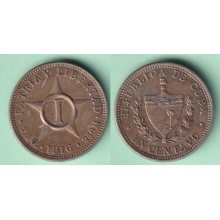 1916-MN-165 CUBA 1c STAR 1916 ESTRELLA RADIANTE NICKEL XF PLUS.