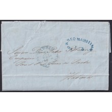 PREFI-811 ESPAÑA SPAIN 1846 MADRID COVER TO CUBA “CORREO MARTIMO Nº3” BLUE POSTMARK.