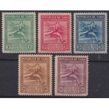 1930-109 CUBA REPUBLICA 1930 MLH II CENTROAMERICAN GAMES RUNNER COMPLETE SET.
