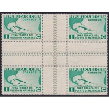 1936-446 CUBA REPUBLICA 1936 NO GUM ZONA FRANCA DEL PUERTO DE MATANZAS CENTER OF SHEET.