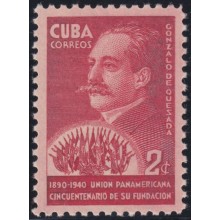 1940-387 CUBA REPUBLICA 1940 MH GONZALO DE QUESADA PANAMERICAN UNION.