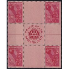 1940-392 CUBA REPUBLICA 1940 MNH ROTARY CLUB PALM & CUBAN FLAG CENTER OF SHEET.