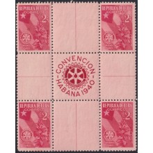 1940-394 CUBA REPUBLICA 1940 MNH ROTARY CLUB PALM & CUBAN FLAG CENTER OF SHEET.