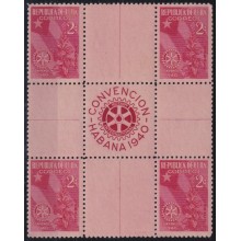 1940-391 CUBA REPUBLICA 1940 MNH ROTARY CLUB PALM & CUBAN FLAG CENTER OF SHEET.