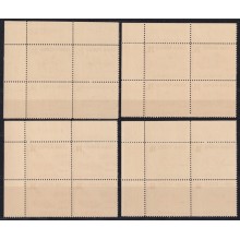 1958-506 CUBA REPUBLICA 1958 MNH FELIPE POEY BLOCK 4 BUTTERFLIES FISH MARIPOSAS PAPILLONS WITH SHEET NUMBERS.