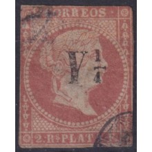1860-124 CUBA SPAIN 1860 Y ¼ INTERNAL MAIL CORREO INTERIOR WITH AUTENTICITY CERTIFICATE. USED.