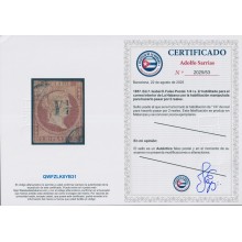 1860-124 CUBA SPAIN 1860 Y ¼ INTERNAL MAIL CORREO INTERIOR WITH AUTENTICITY CERTIFICATE. USED.