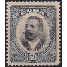 1907-52 CUBA REPUBLICA 1907 MLH 50c ANTONIO MACEO INDEPENDENCE PATRIOT.