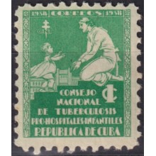 1938-100 CUBA REPUBLICA 1938 MLH 1c PRO TUBERCULOSOS SEMIPOSTAL CHILDREN.
